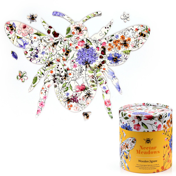 Holzpuzzle Biene & Blumen in Box