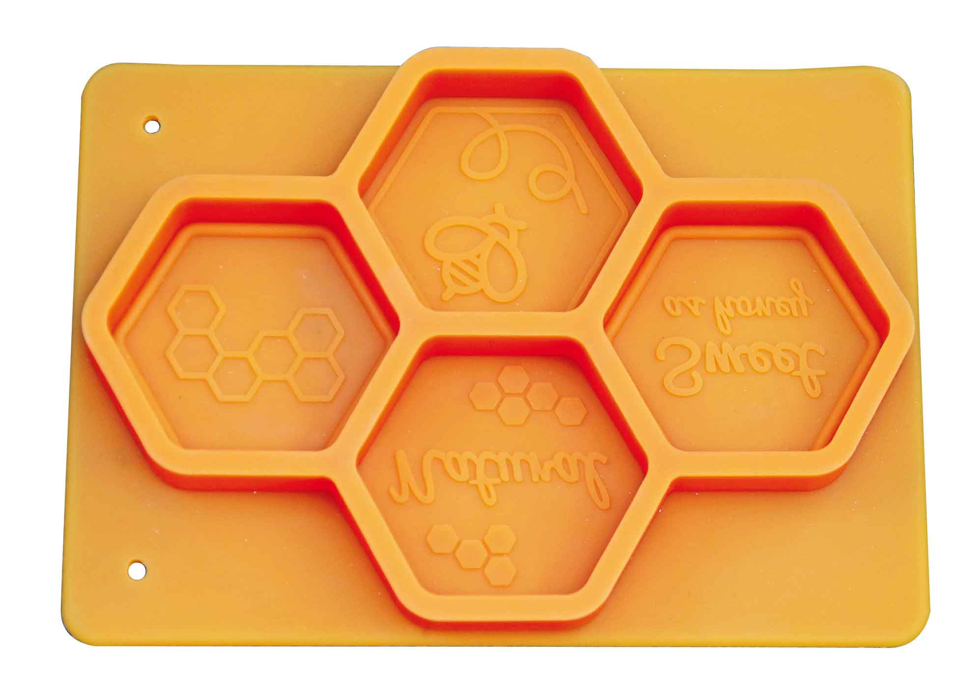Gießform Sechseck 4er Bienenmotive
