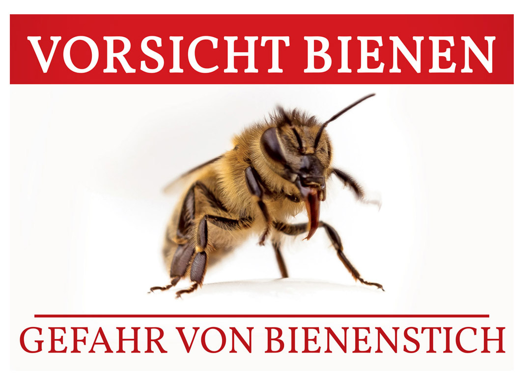 Warnschild "Vorsicht Bienen - Gefahr von Bienenstich"