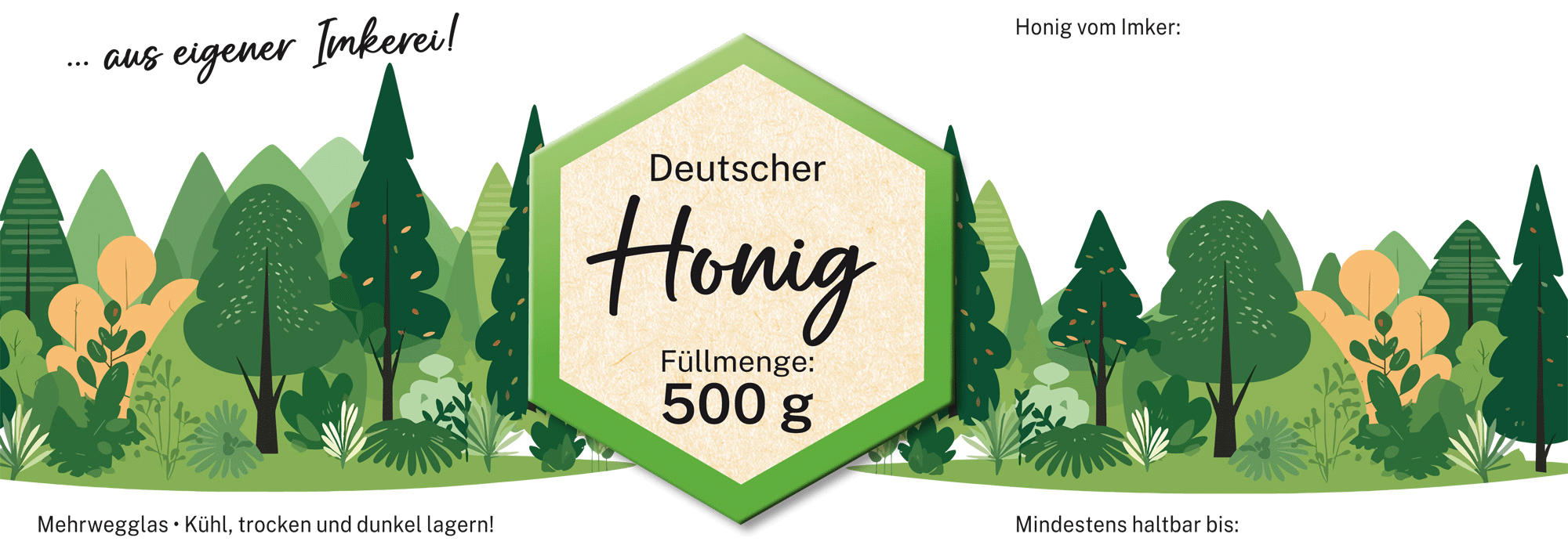 Honigglas-Etikett "Baumlandschaft"