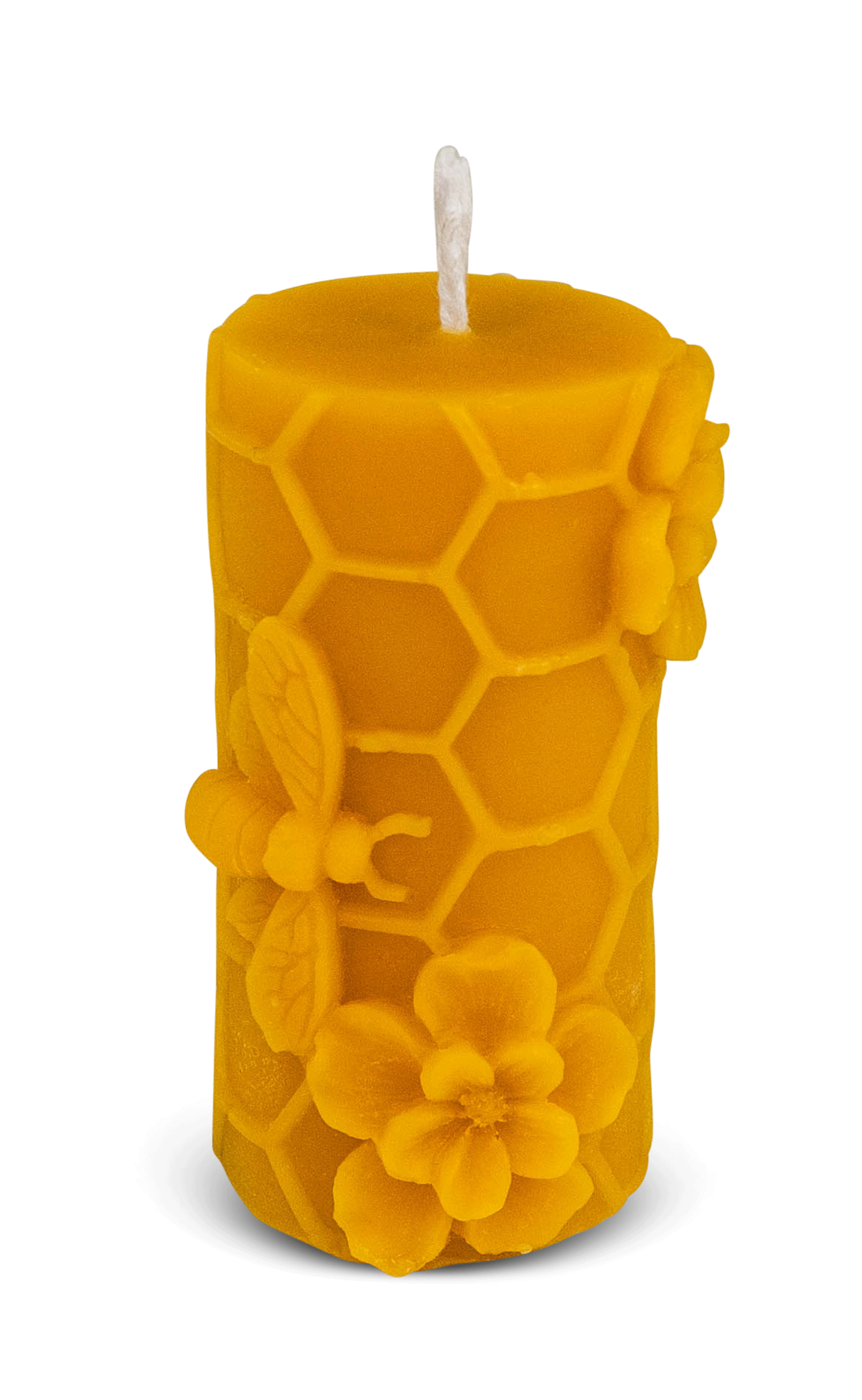 Gießform "Wabenstumpen mit Biene und Blumen"