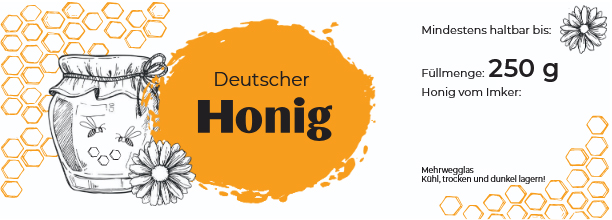 Honigglas-Etikett "Honigglas mit Wabe"