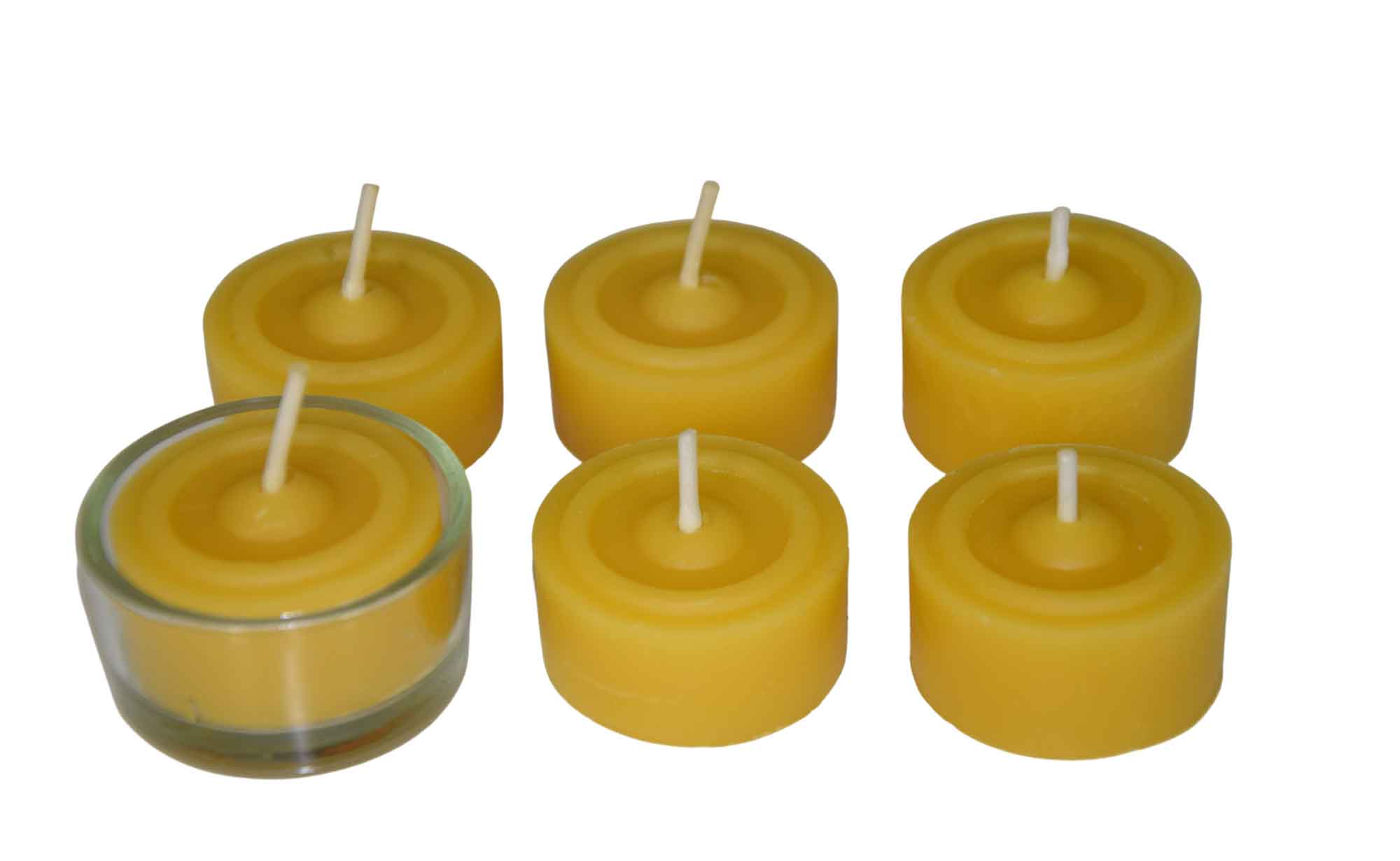 6 Teelichter und 1 Teelichtgläschen