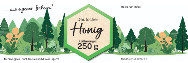 Honigglas-Etikett "Baumlandschaft"